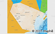 Satellite 3D Map of Al Wusta, political outside