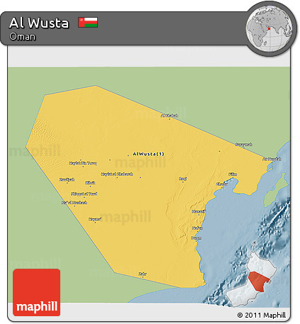 Savanna Style 3D Map of Al Wusta, single color outside
