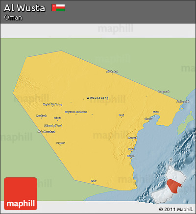 Savanna Style 3D Map of Al Wusta, single color outside