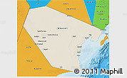 Shaded Relief 3D Map of Al Wusta, political outside
