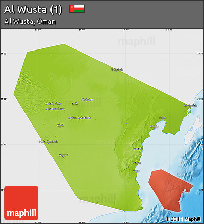 Physical Map of Al Wusta (1), single color outside