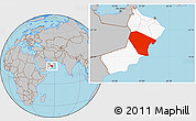 Gray Location Map of Al Wusta, highlighted country