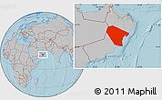 Gray Location Map of Al Wusta, hill shading