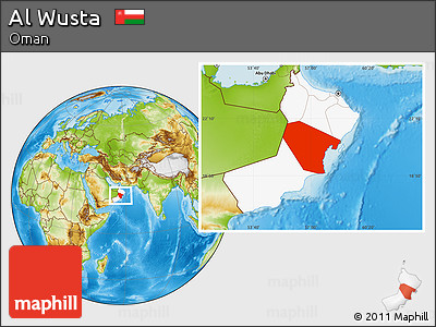 Physical Location Map of Al Wusta, highlighted country