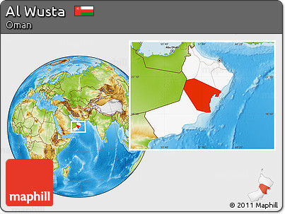 Physical Location Map of Al Wusta, highlighted country