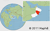 Savanna Style Location Map of Al Wusta, highlighted country, within the entire country