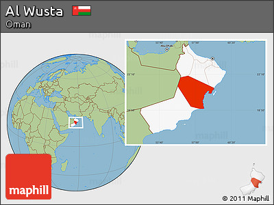 Savanna Style Location Map of Al Wusta, highlighted country