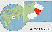 Savanna Style Location Map of Al Wusta, highlighted country