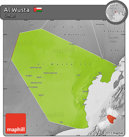 Physical Map of Al Wusta, desaturated