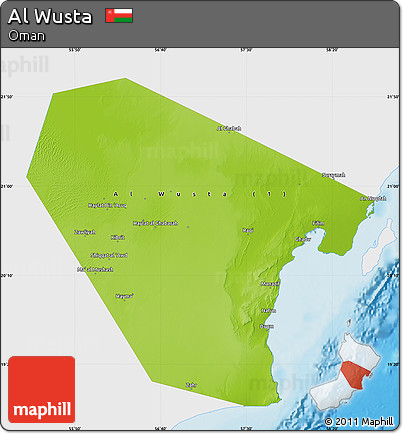 Physical Map of Al Wusta, single color outside
