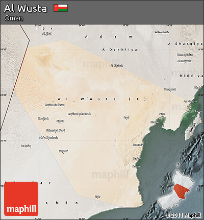 Satellite Map of Al Wusta, semi-desaturated
