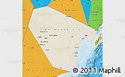 Shaded Relief Map of Al Wusta, political outside