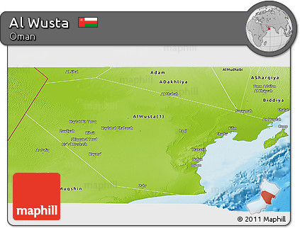 Physical Panoramic Map of Al Wusta