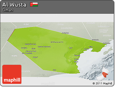 Physical Panoramic Map of Al Wusta, lighten, semi-desaturated