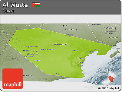 Physical Panoramic Map of Al Wusta, semi-desaturated