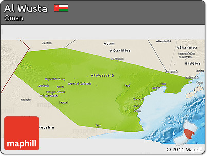Physical Panoramic Map of Al Wusta, shaded relief outside