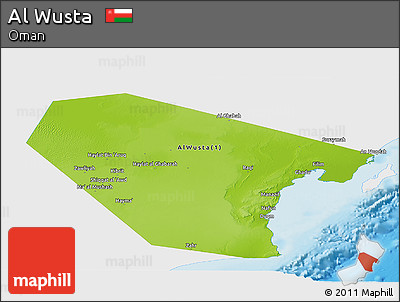 Physical Panoramic Map of Al Wusta, single color outside