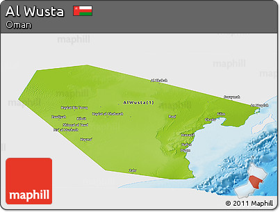 Physical Panoramic Map of Al Wusta, single color outside