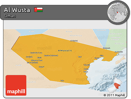 Political Panoramic Map of Al Wusta, lighten