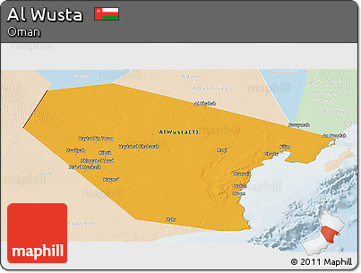 Political Panoramic Map of Al Wusta, lighten