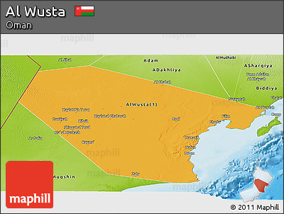 Political Panoramic Map of Al Wusta, physical outside