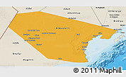 Political Panoramic Map of Al Wusta, shaded relief outside