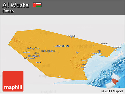 Political Panoramic Map of Al Wusta, single color outside