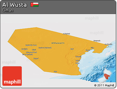 Political Panoramic Map of Al Wusta, single color outside