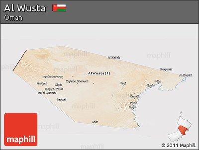 Satellite Panoramic Map of Al Wusta, cropped outside