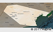 Satellite Panoramic Map of Al Wusta, darken