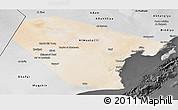 Satellite Panoramic Map of Al Wusta, desaturated