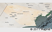 Satellite Panoramic Map of Al Wusta, semi-desaturated