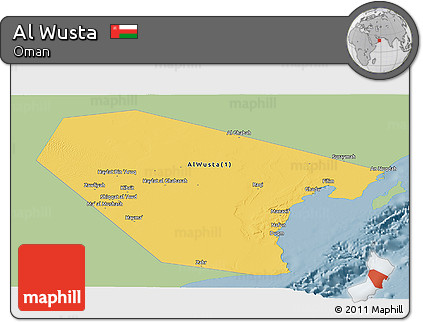 Savanna Style Panoramic Map of Al Wusta, single color outside