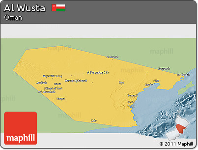 Savanna Style Panoramic Map of Al Wusta, single color outside