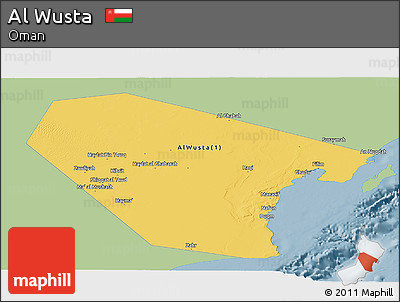 Savanna Style Panoramic Map of Al Wusta, single color outside
