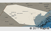 Shaded Relief Panoramic Map of Al Wusta, darken