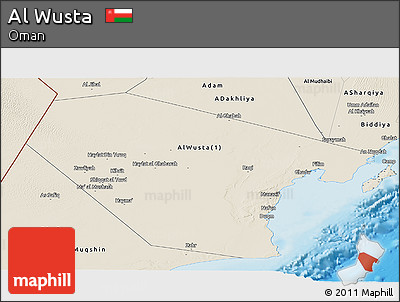 Shaded Relief Panoramic Map of Al Wusta