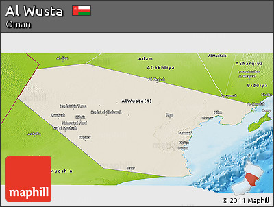 Shaded Relief Panoramic Map of Al Wusta, physical outside
