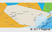 Shaded Relief Panoramic Map of Al Wusta, political outside