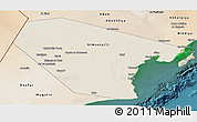Shaded Relief Panoramic Map of Al Wusta, satellite outside