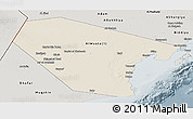 Shaded Relief Panoramic Map of Al Wusta, semi-desaturated