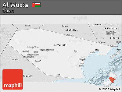 Silver Style Panoramic Map of Al Wusta