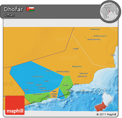 Political 3D Map of Dhofar
