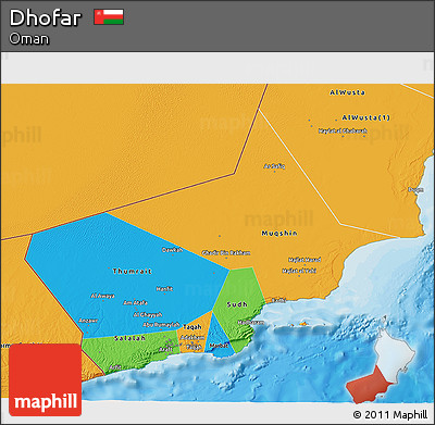 Political 3D Map of Dhofar