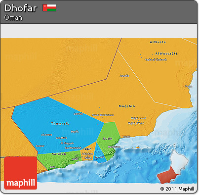 Political 3D Map of Dhofar
