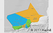 Political 3D Map of Dhofar, lighten, desaturated