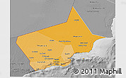 Political Shades 3D Map of Dhofar, desaturated
