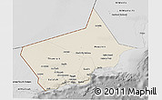 Shaded Relief 3D Map of Dhofar, desaturated
