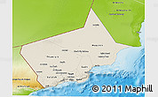 Shaded Relief 3D Map of Dhofar, physical outside