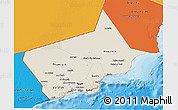 Shaded Relief 3D Map of Dhofar, political shades outside